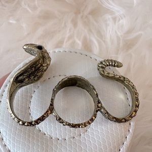 Costume Jewelry | brass colored three finger snake ring